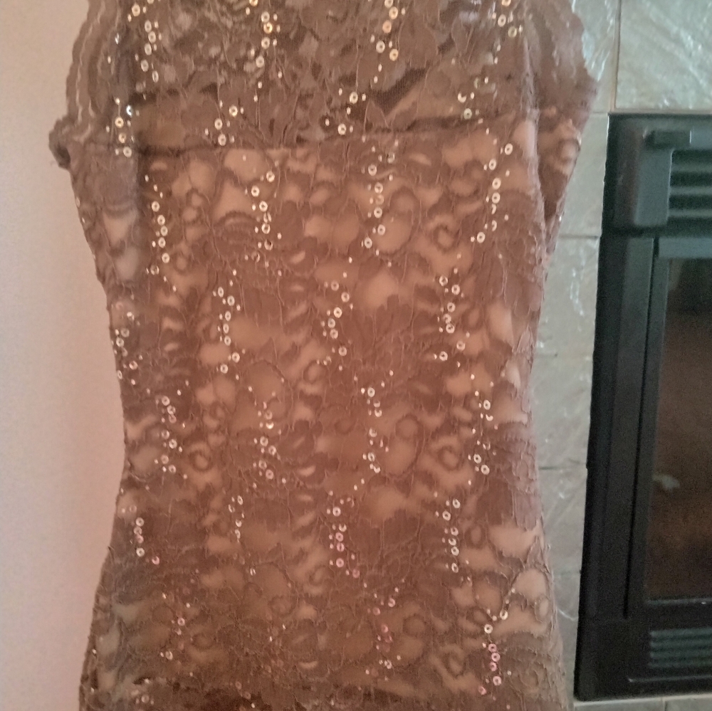 Taupe embellished top